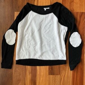 Halogen Black and White Sweatshirt with Elbow Patches